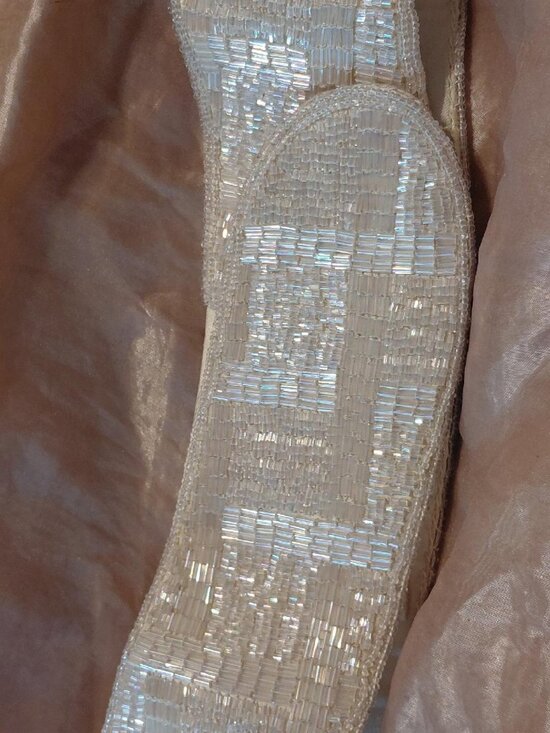 Vintage 1980\'s La Regale LTD White Hand Beaded Satin Lined Belt main image 6